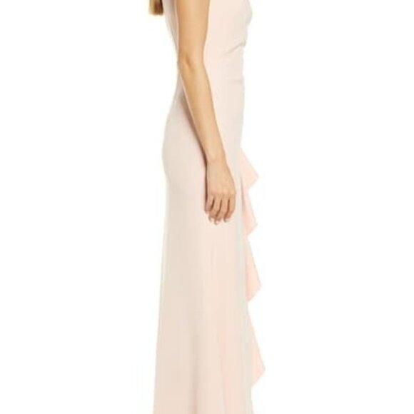 VINCE CAMUTO Ruffle Slit Trumpet Gown Blush Size 6 - Picture 5 of 7